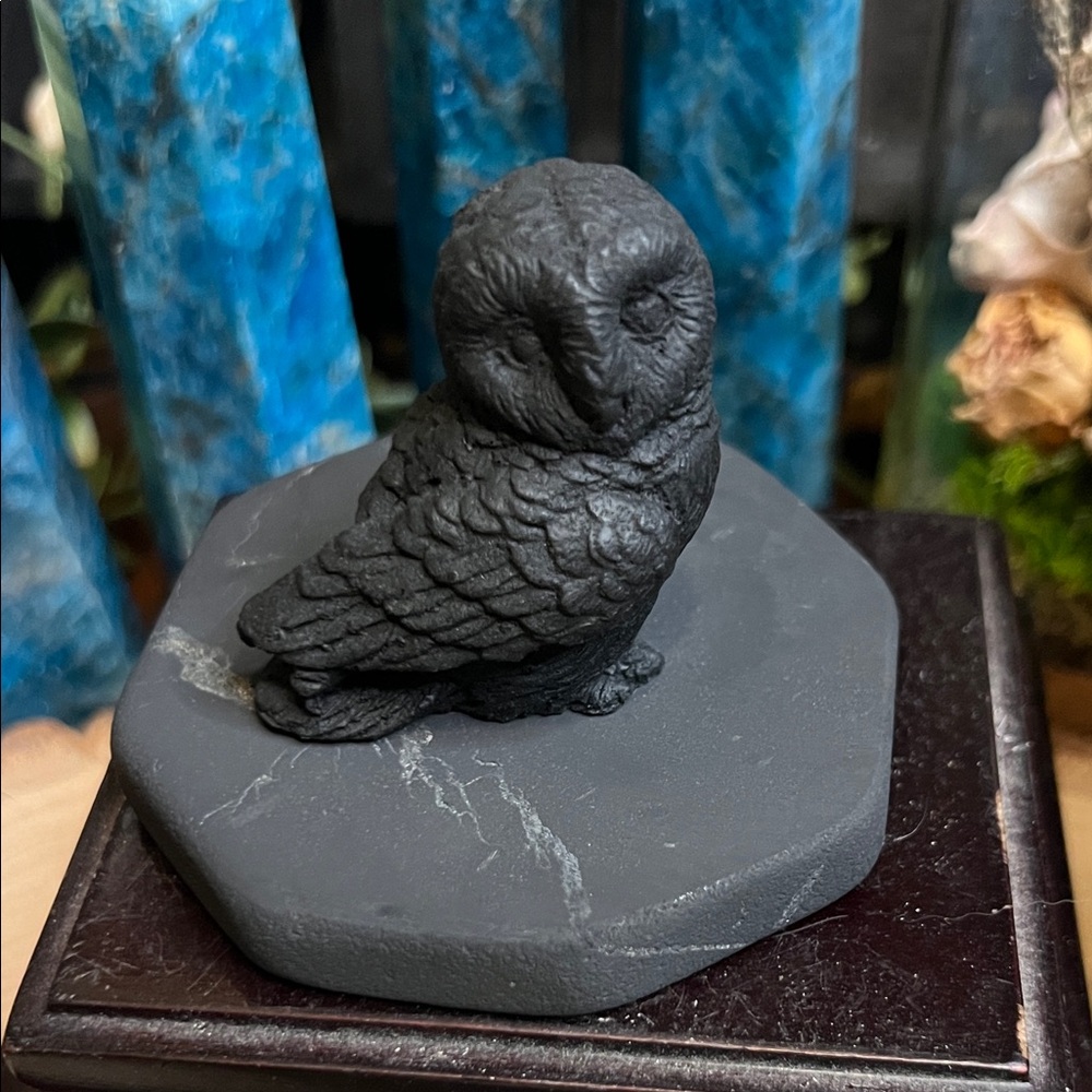 Shungite owl with base